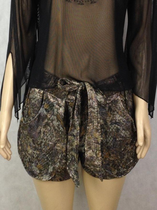 SHORTS ISABEL MARANT DE SEDA COM FIOS METALIZADOS