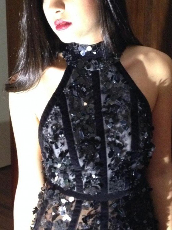 VESTIDO GLORIA COELHO DE FESTA DE SEDA BORDADO