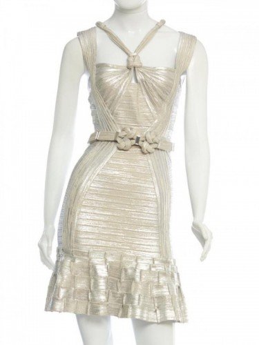 VESTIDO HERVÉ LEGER SILVER PAINTED EDEN BANDAGE