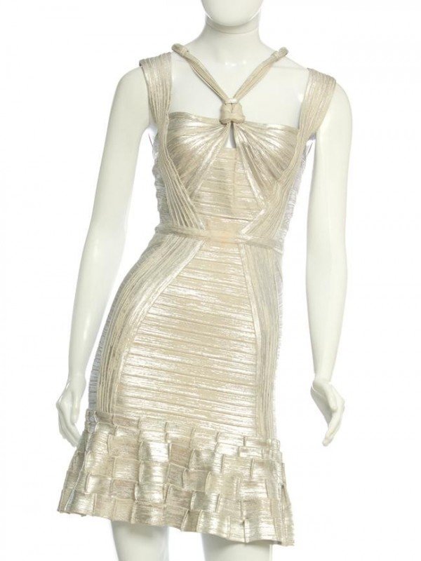 VESTIDO HERVÉ LEGER SILVER PAINTED EDEN BANDAGE