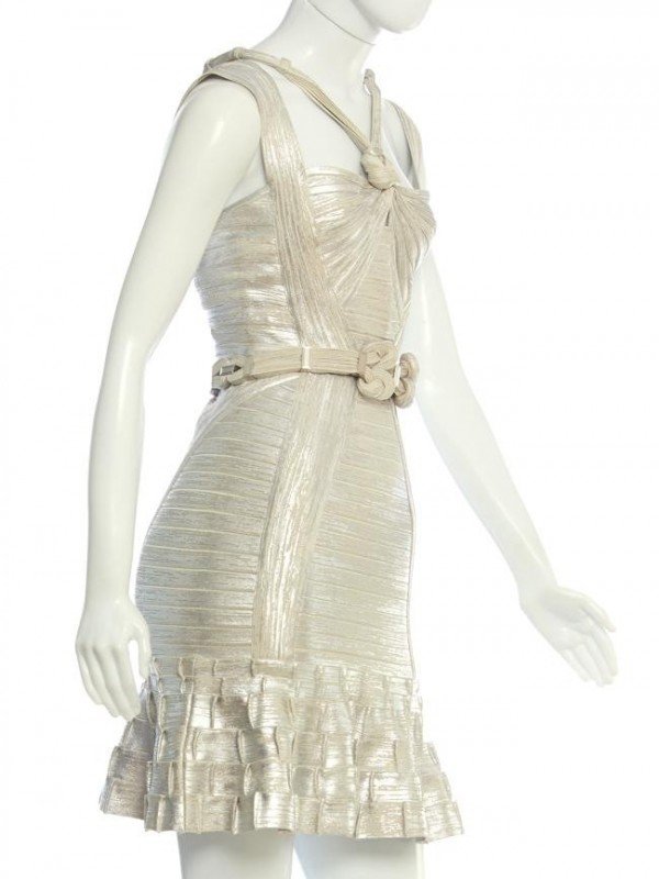 VESTIDO HERVÉ LEGER SILVER PAINTED EDEN BANDAGE