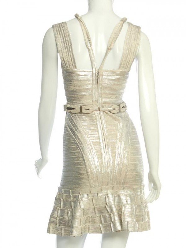 VESTIDO HERVÉ LEGER SILVER PAINTED EDEN BANDAGE