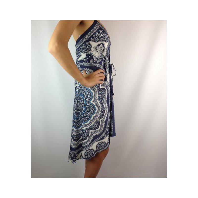 VESTIDO LE LIS BLANC AZUL SEDA