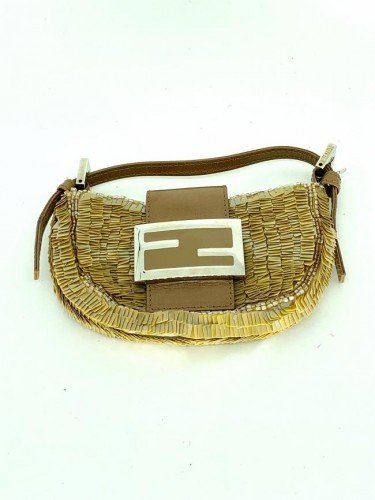 FENDI MINI BAGUETTE BEADED EVENING BAG