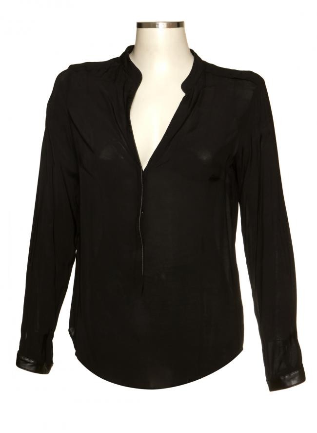 Camisa Com Detalhes Em Couro Zara Zara Camisas femininas