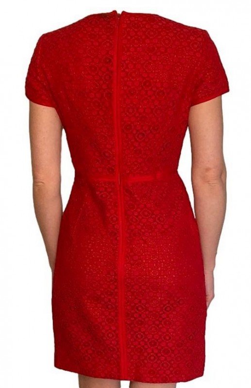 VESTIDO CAROLINA HERRERA VERMELHO COM RENDAS