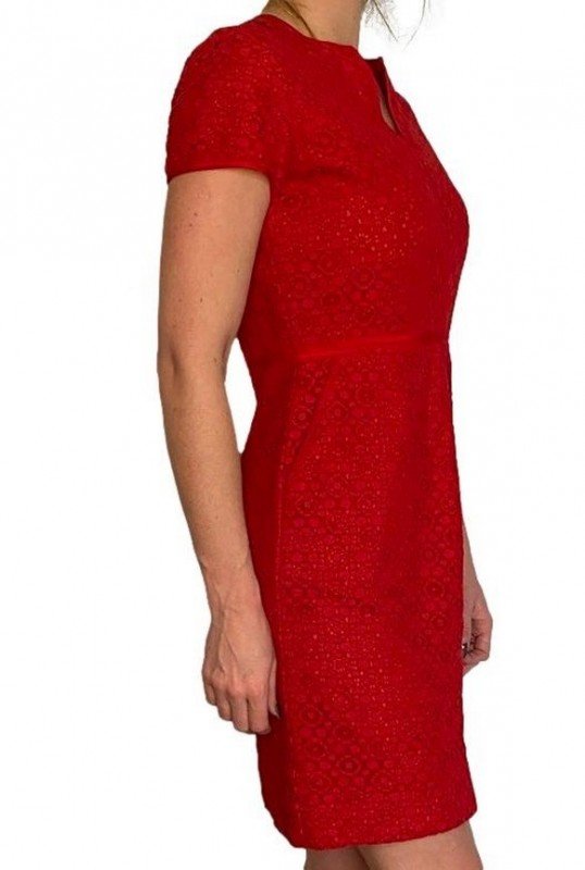 VESTIDO CAROLINA HERRERA VERMELHO COM RENDAS