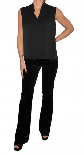 BLUSA ELIE TAHARI DE SEDA PRETA