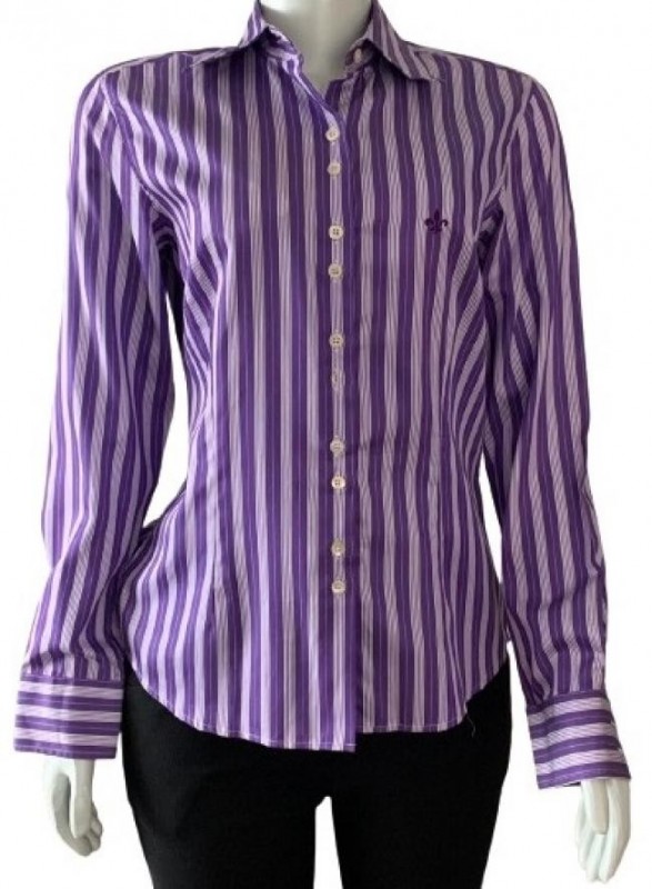 Camisa Dudalina Riscadinha Manga Longa Dudalina Camisas femininas