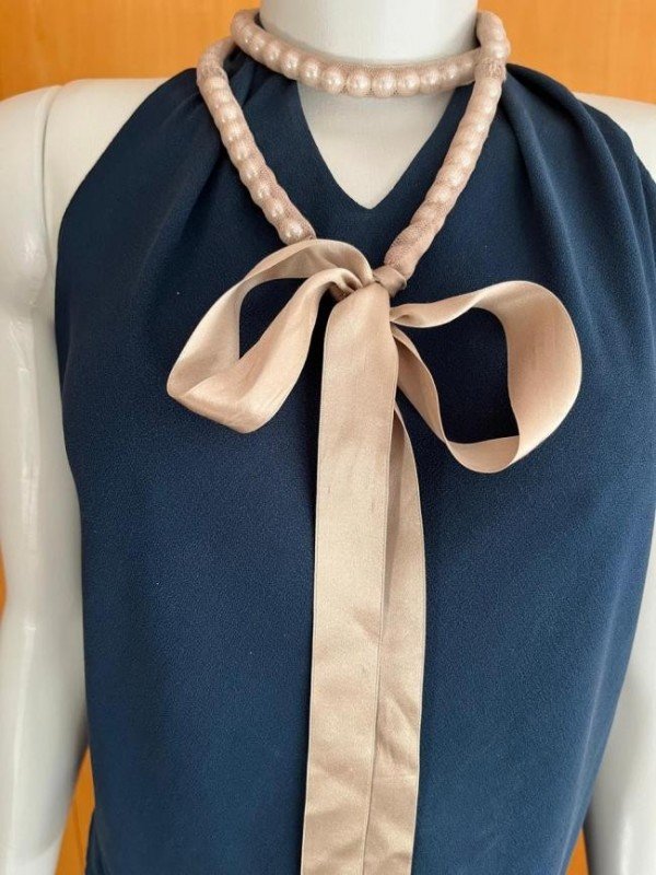 COLAR LANVIN MESH-ENCASED PEARL RIBBON