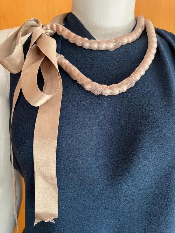 COLAR LANVIN MESH-ENCASED PEARL RIBBON