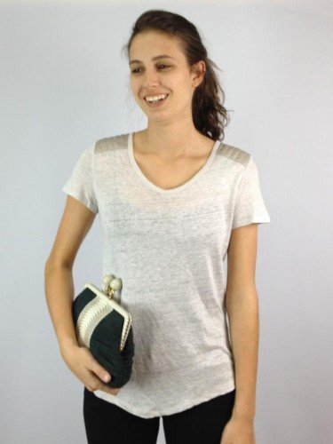 CAMISETA ZARA DE LINHO COM OMBREIRAS