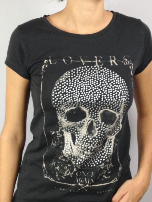 CAMISETA ZARA APLIQUES CAVEIRA